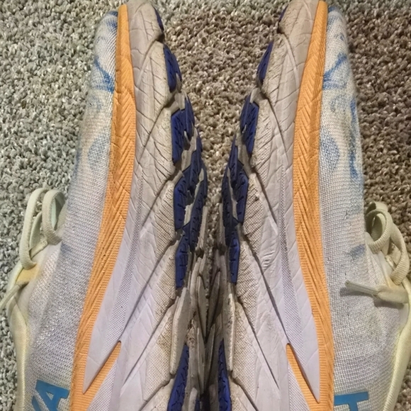 Hoka Clifton Women's Blue and Green Running Shoes - Picture 4 of 6